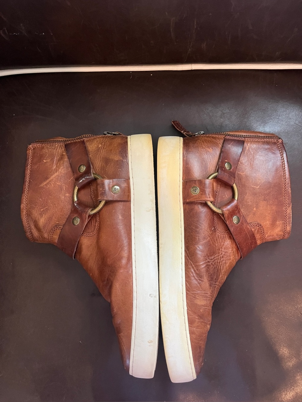 Frye Lena Harness
Sneaker Boots Size 10
Cognac Leather